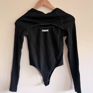 Gymshark long sleeve ribbed body suit top black